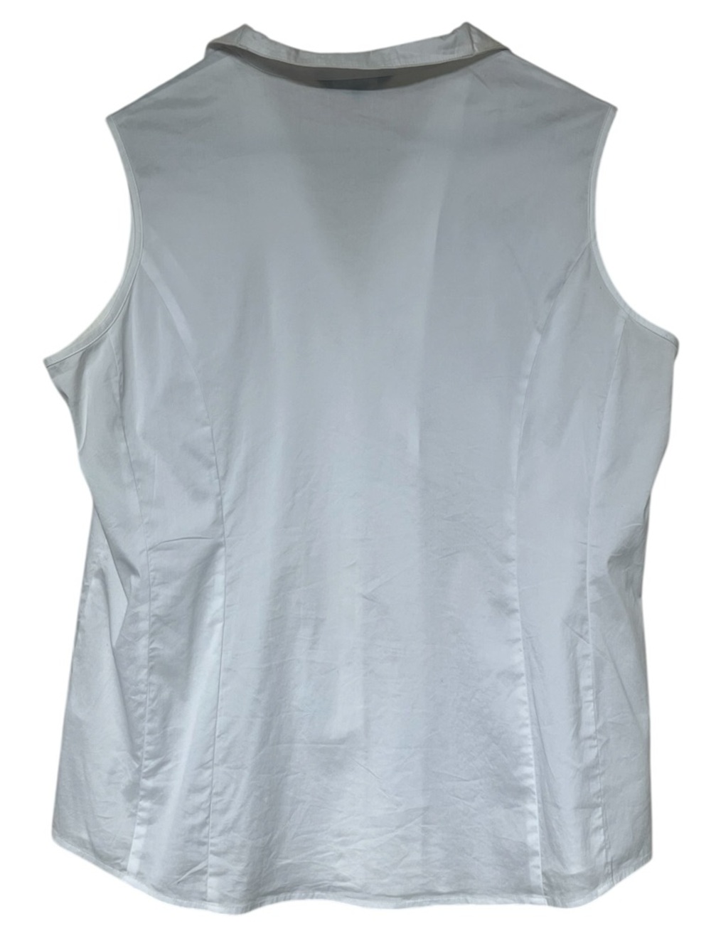 Misook white stretch cotton sleeveless collared button front top - Picture 2 of 9
